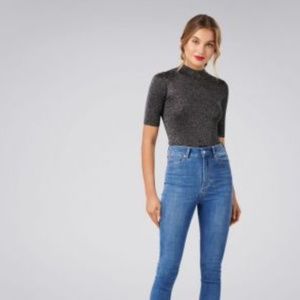 Evernew Silver Metallic Top, Size 10